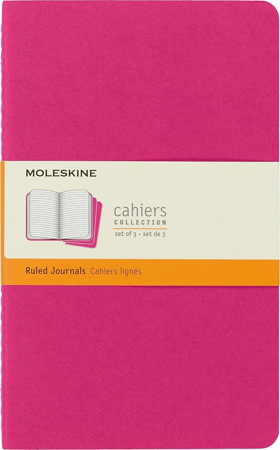 Блокнот Moleskine CAHIER JOURNAL CH016D17 Large, 130х210 мм, обложка картон, 80 страниц, линейка, розовый неон (3 штуки)