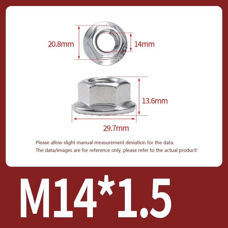 Фланцевые гайки из нержавеющей стали M6 M8 M10 M12 M14 M16 M20 M14x1.5mm-2pcs