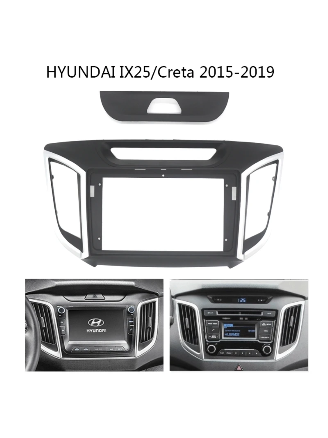 Hyundai Creta/lx 25 2014-2019 9-дюймовая переходная рамка + провода для Android мониторов