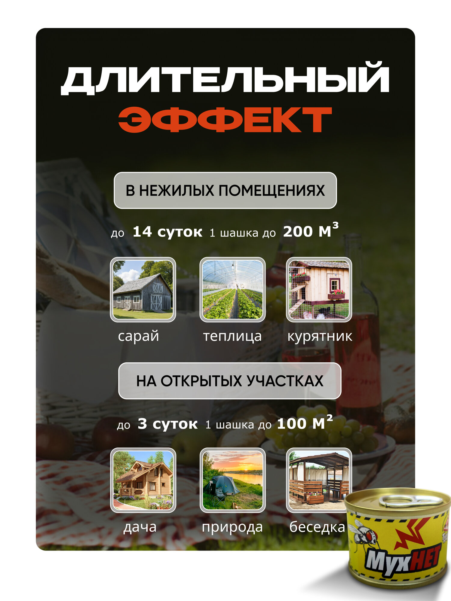 Средство от комаров, мух и мошек на участке "Мухнет" инсектицидное от насекомых 40 гр — фото 1