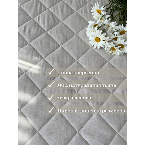 фото Покрывало на кровать 160x220 см, двустороннее, стеганое, лен home flax