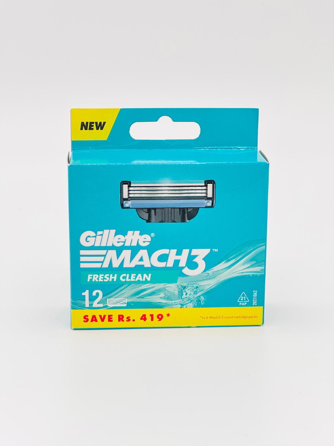 Сменные кассеты для бритья лезвия Gillette Mach3 Fresh Clean, 12 шт