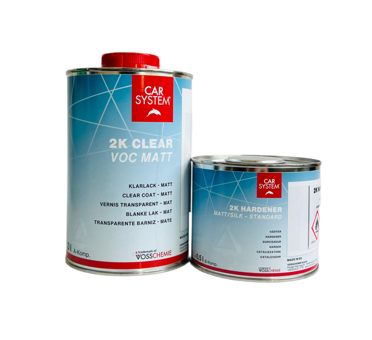 Лак автомобильный акриловый матовый 2K CLEAR VOC MATT CARSYSTEM, комплект (лак 1.0л + отвердитель 0.5л)