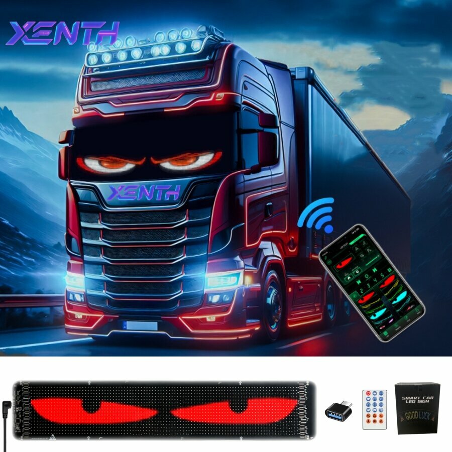 Гибкая светодиодная панель, XENTH K12, для лобового стекла грузовика, Дистанционное управление по Bluetooth,600*120 мм