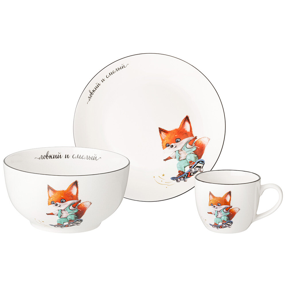 Набор посуды LEFARD ловкий И смелый 3 ПР: Салатник 470МЛ тарелка 20СМ кружка 220МЛ (260-945)