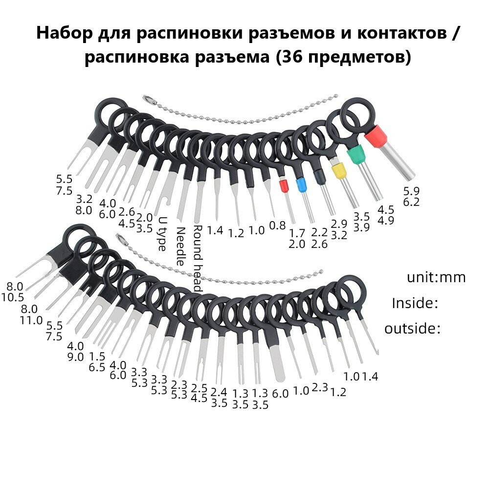 Набор для распиновки разъемов и контактов / распиновка разъема (36 предметов)