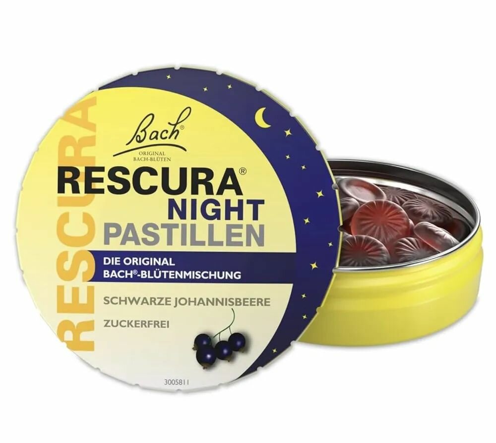 Bach  Rescue Remedy Night Pastillen  Natural Stress Relief  леденцы для снятия стресса и бессоницы  Германия  35 шт 