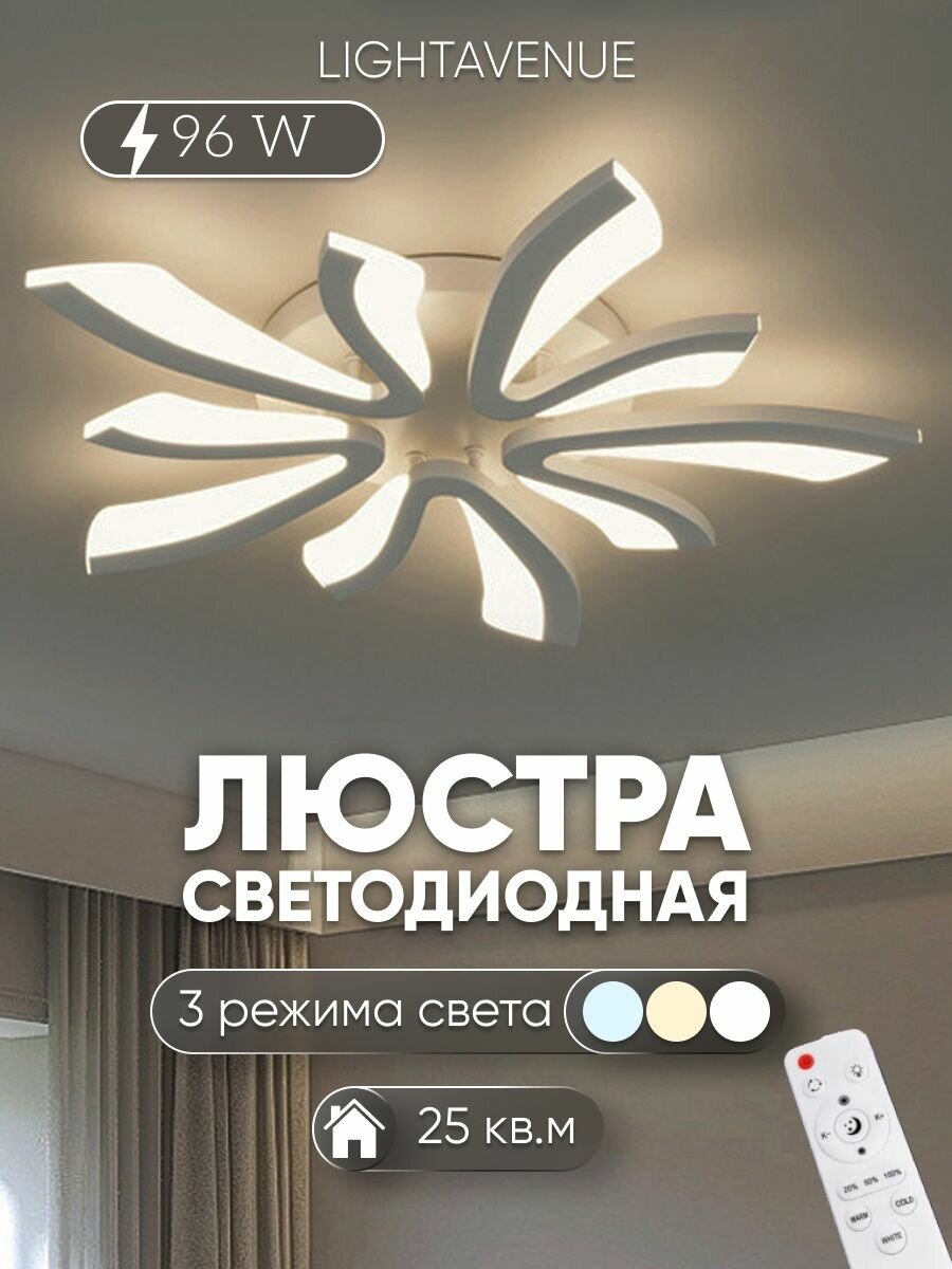 Люстра потолочная светодиодная с пультом