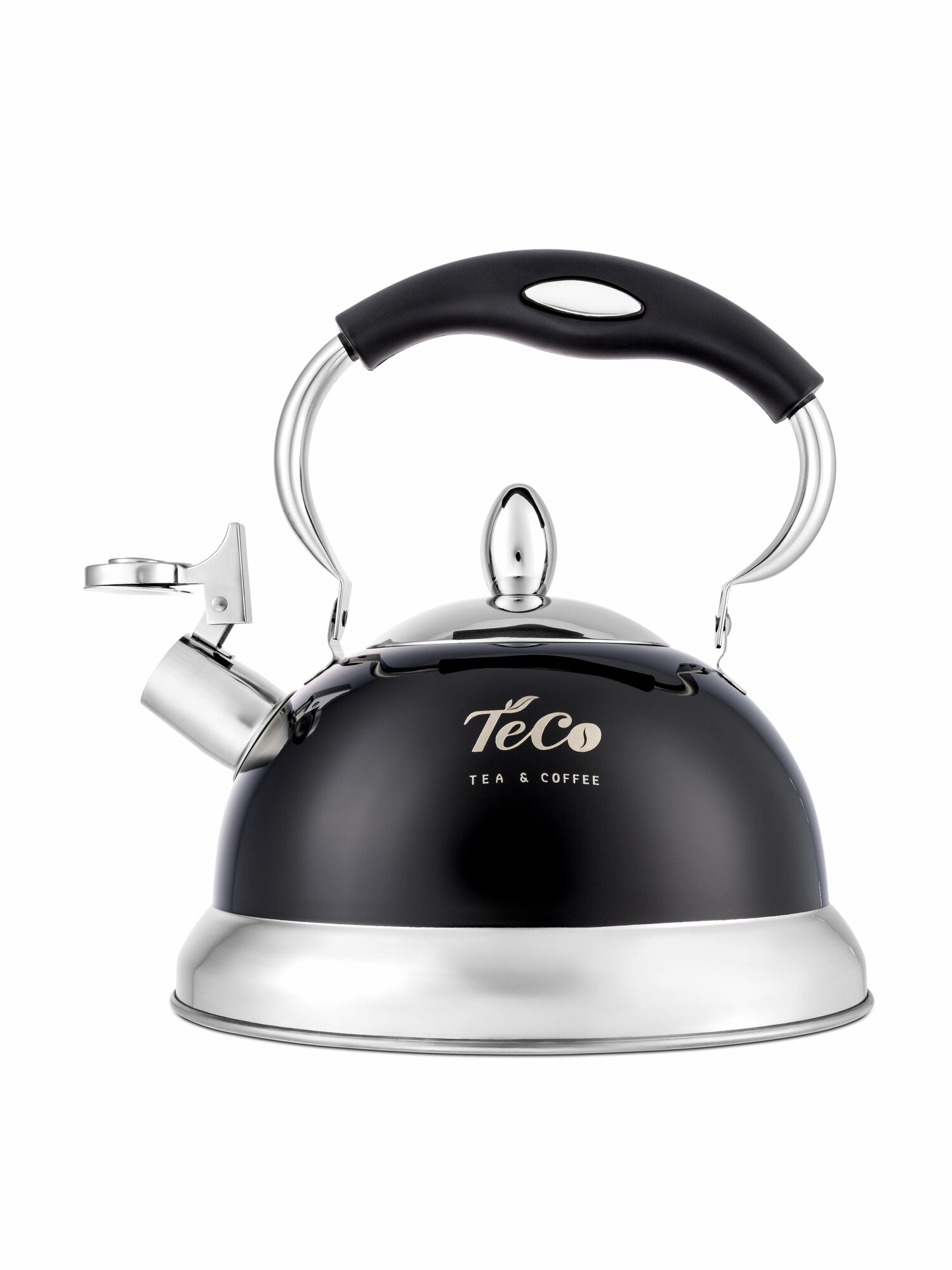 Металлический чайник со свистком черный , нержавейка объемом 3 литра — фото 1