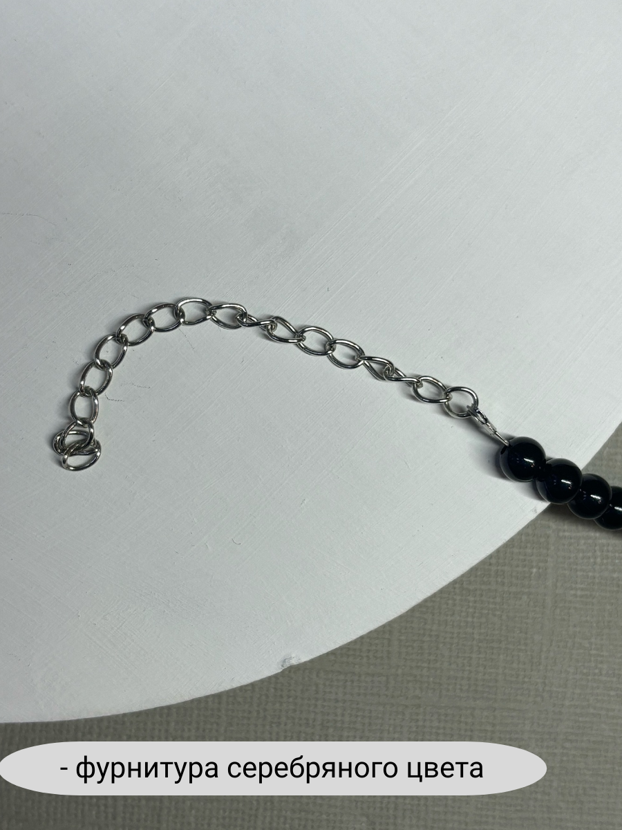 Колье SIDORINA SOFIA ACCESSORIES, бисер, акрил, эпоксидная смола, длина 65 см, черный — фото 1