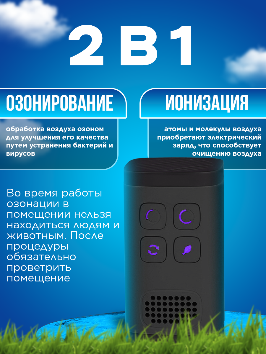 Озонатор воздуха, ионизатор, очиститель устранитель запахов для дома и квартиры белый до 30 кв метров — фото 1