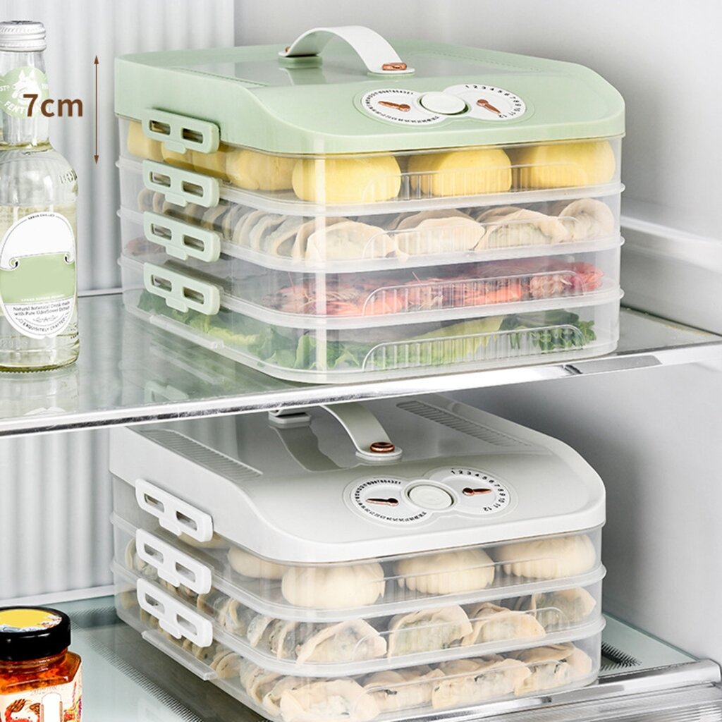 Multi Layer Refrigerator Storage Box With Timer For Precise Food Preservation Space Saving Design Fridge Container — фото 1