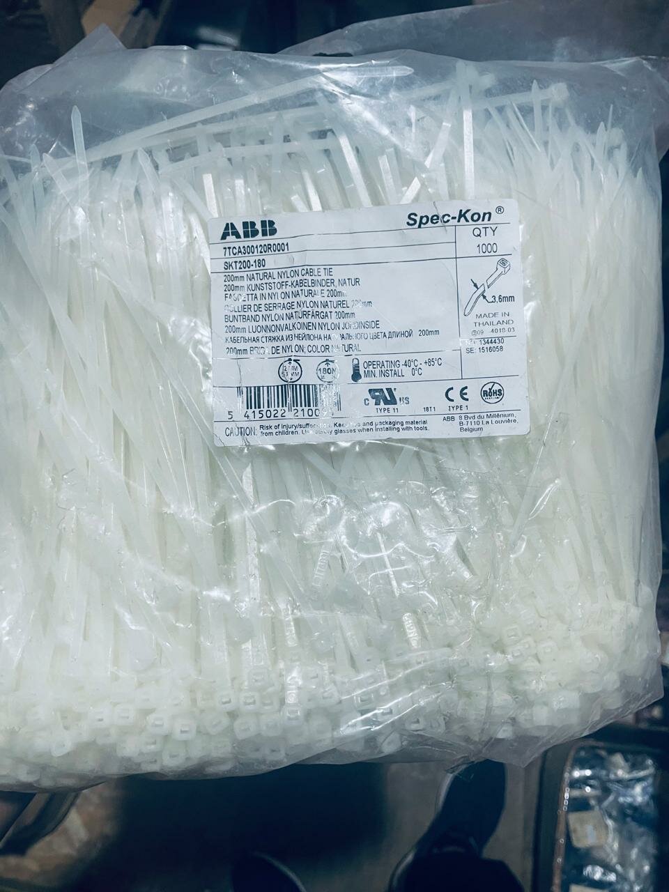 Cтяжка каб. (хомут) Spec-Kon, ПА 66, натуральный, 3.6х200мм, SKT200-180, ABB 7TCA300120R0001 (1000 шт.)