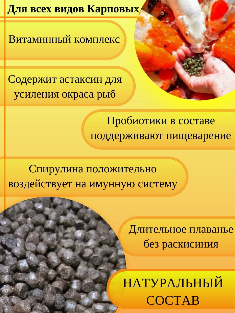 Корм сухой Ямато, для карпов Кои 6мм, экструдированный, плавающий, витамины, минералы, 5 кг — фото 1