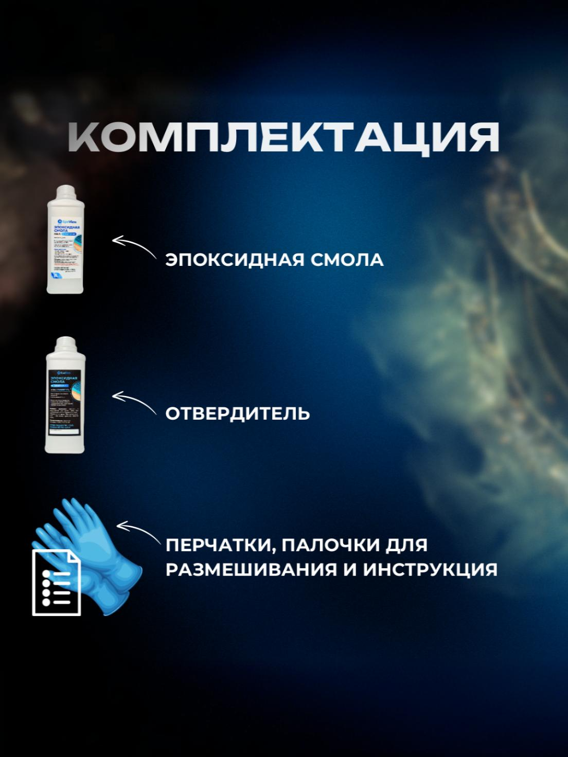Эпоксидная смола 1,5кг EpoView AQUA толстослойная до 5см для творчества, заливки столешниц, рек, слэбов — фото 1