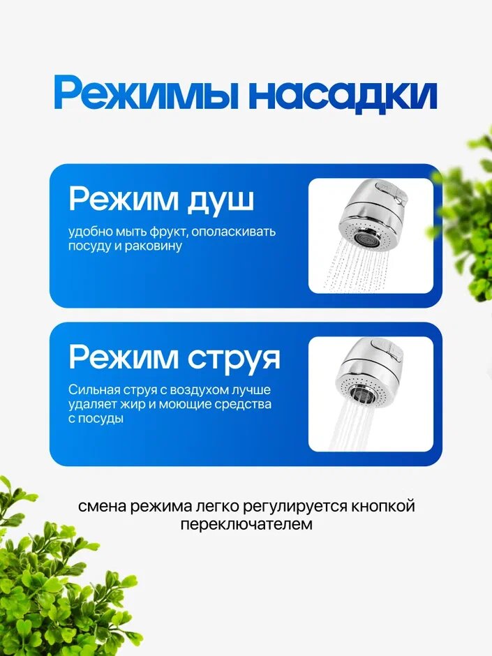 Изображение Аэратор для смесителя STEMIX 2 режима насадка на кран для кухни с внутренней резьбой F22 для воды