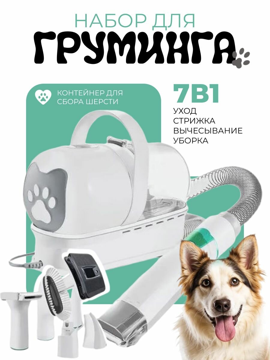Набор для груминга собак и кошек с пылесосом для вычесывания шерсти, пылесос для шерсти животных