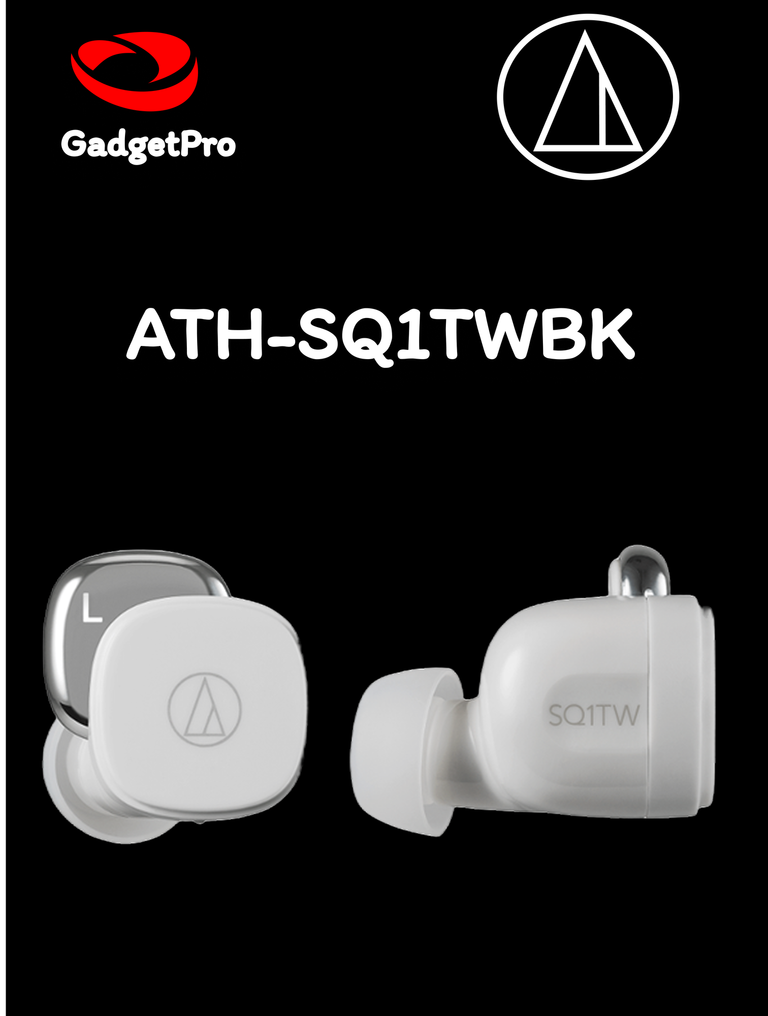 Беспроводные наушники Audio-Technica ATH-SQ1TWBK, TWS, внутриканальные, Bluetooth, с микрофоном, черные, с зарядным кейсом