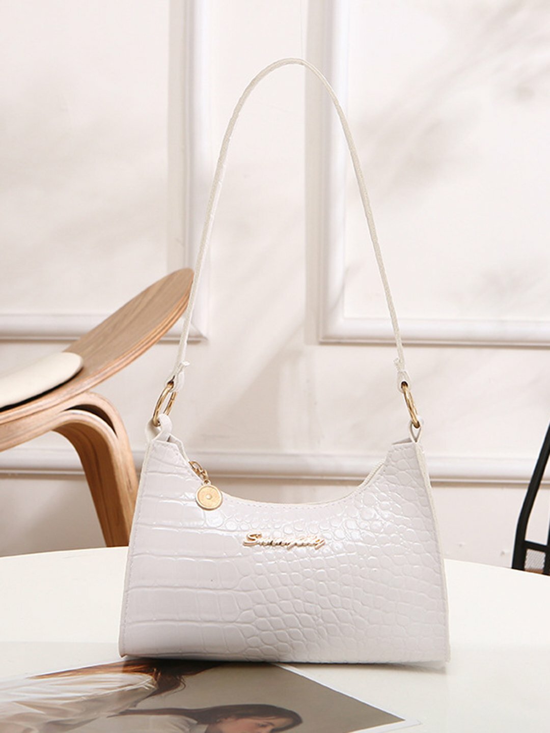 Сумка  Simplicity Croco Glossy, белый,