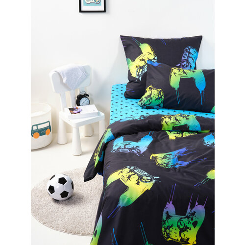 Детское постельное белье 1 5 спальное, наволочка 50х70 WAKE me WAKE Консоль, ткань перкаль 100% хлопок