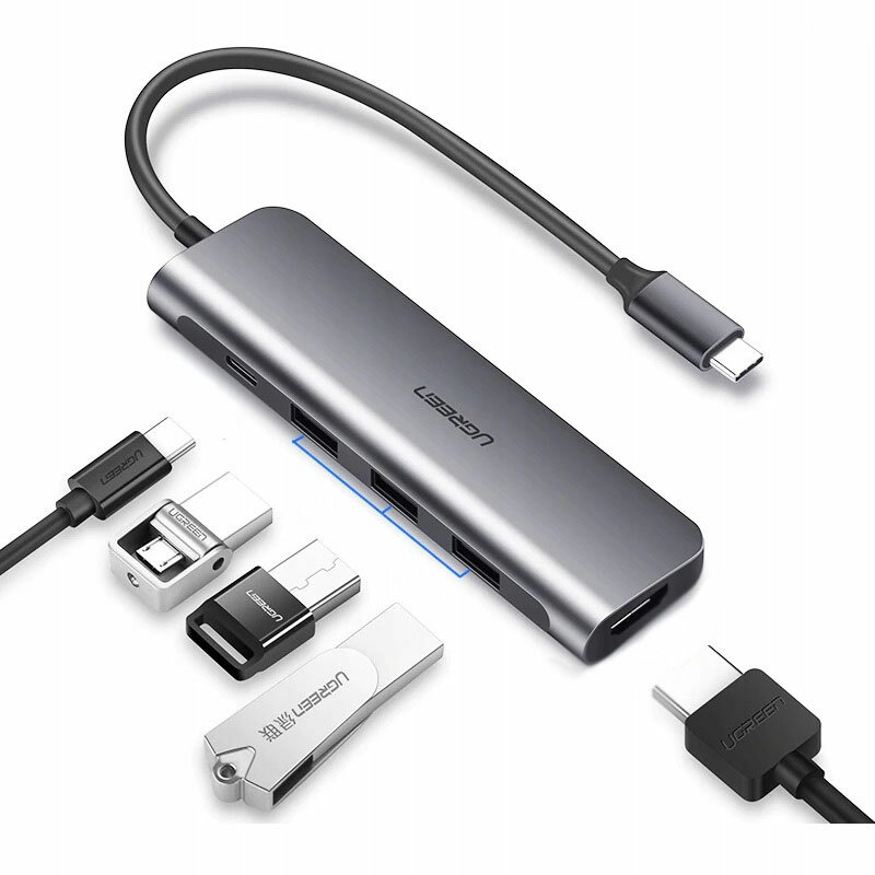 Ugreen USB концентратор 4 в 1 хаб для одновременного подключения нескольких устройств и расширения портов компьютера
