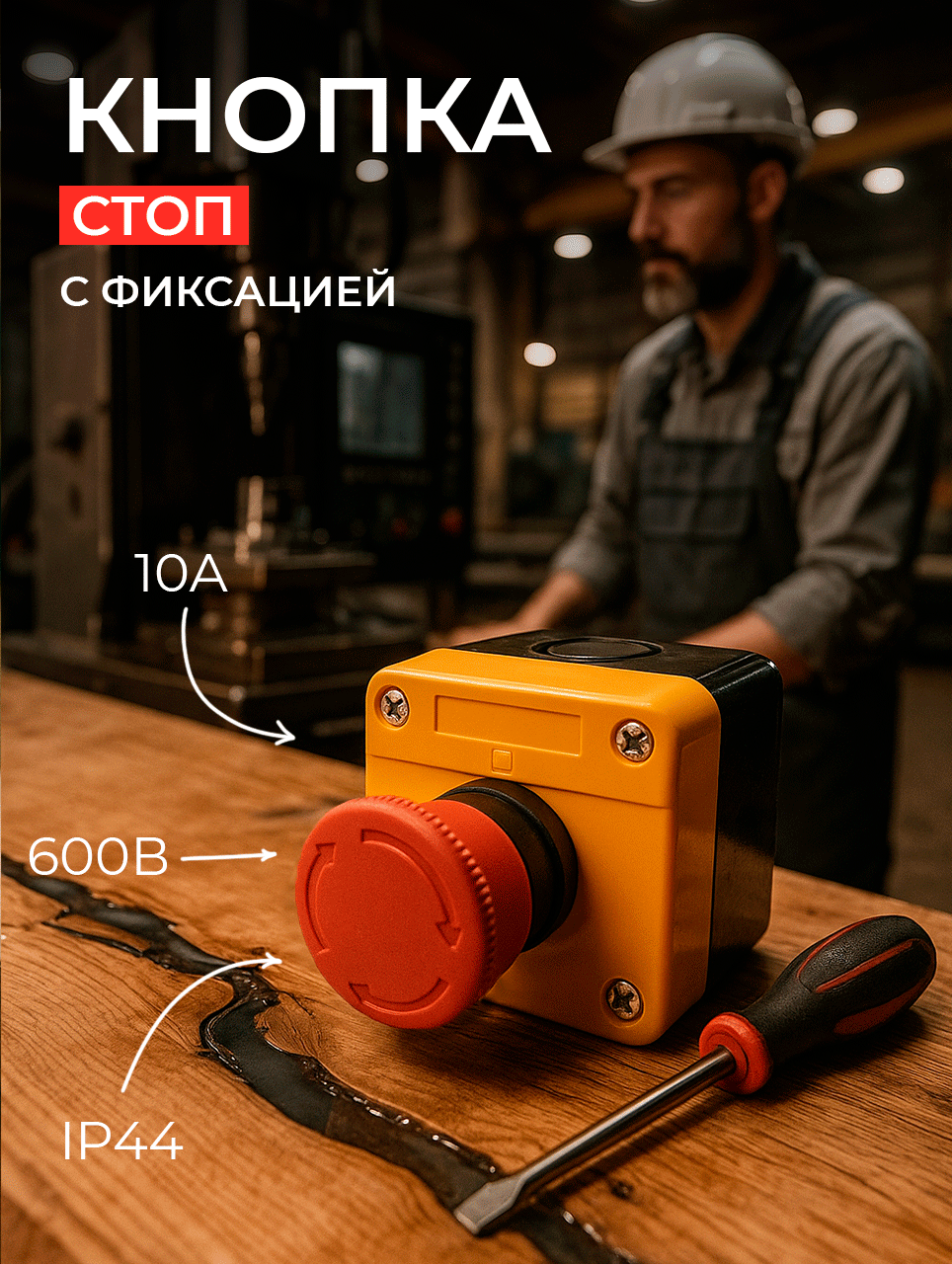 Пост кнопочный Stop аварийная остановка GB2-J174 (N/C)