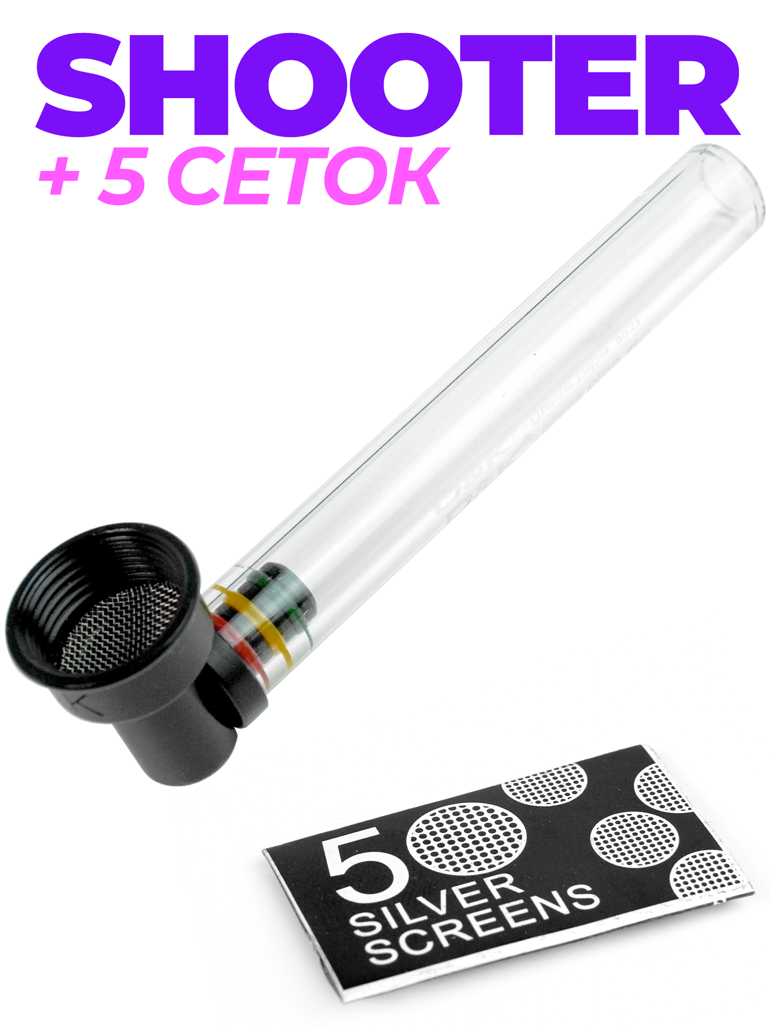 Мундштук трубка Clear Shooter Black 9.5 СМ из боросиликатного стекла
