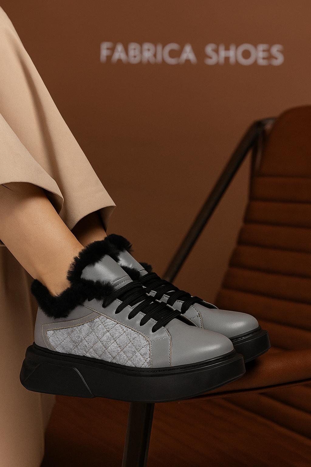 Сапоги Зимние кроссовки из натуральной кожи с мехом — премиум стиль