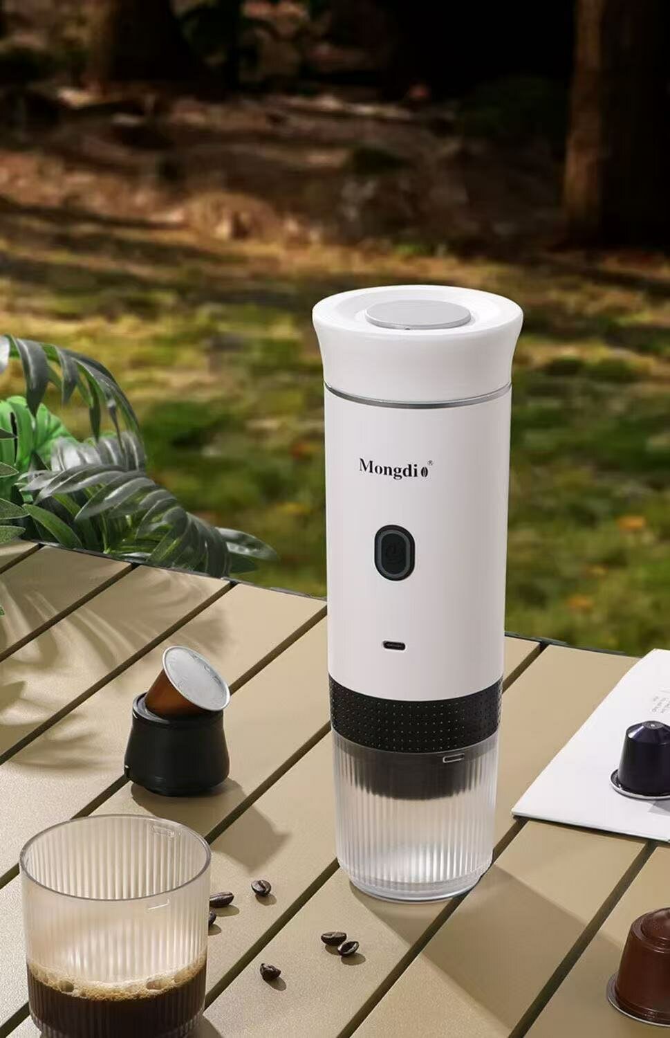 Портативная капсульная кофеварка автоматическая для эспрессо 24.5x8.3 см 60 мл для дома авто и путешествий белая