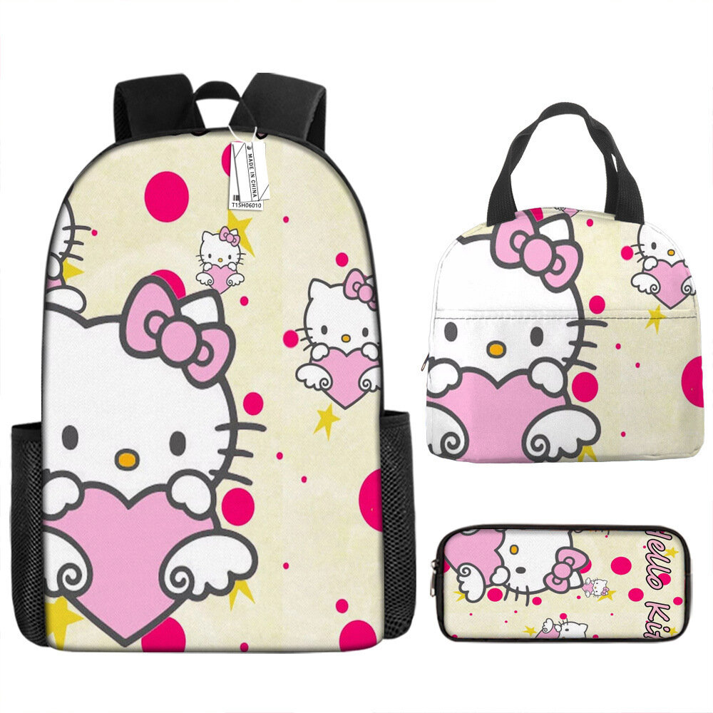 Школьная сумка Hello Kitty, школьная сумка Hello Kitty, изолированная сумка для обеда, милый детский рюкзак с рисунком KT