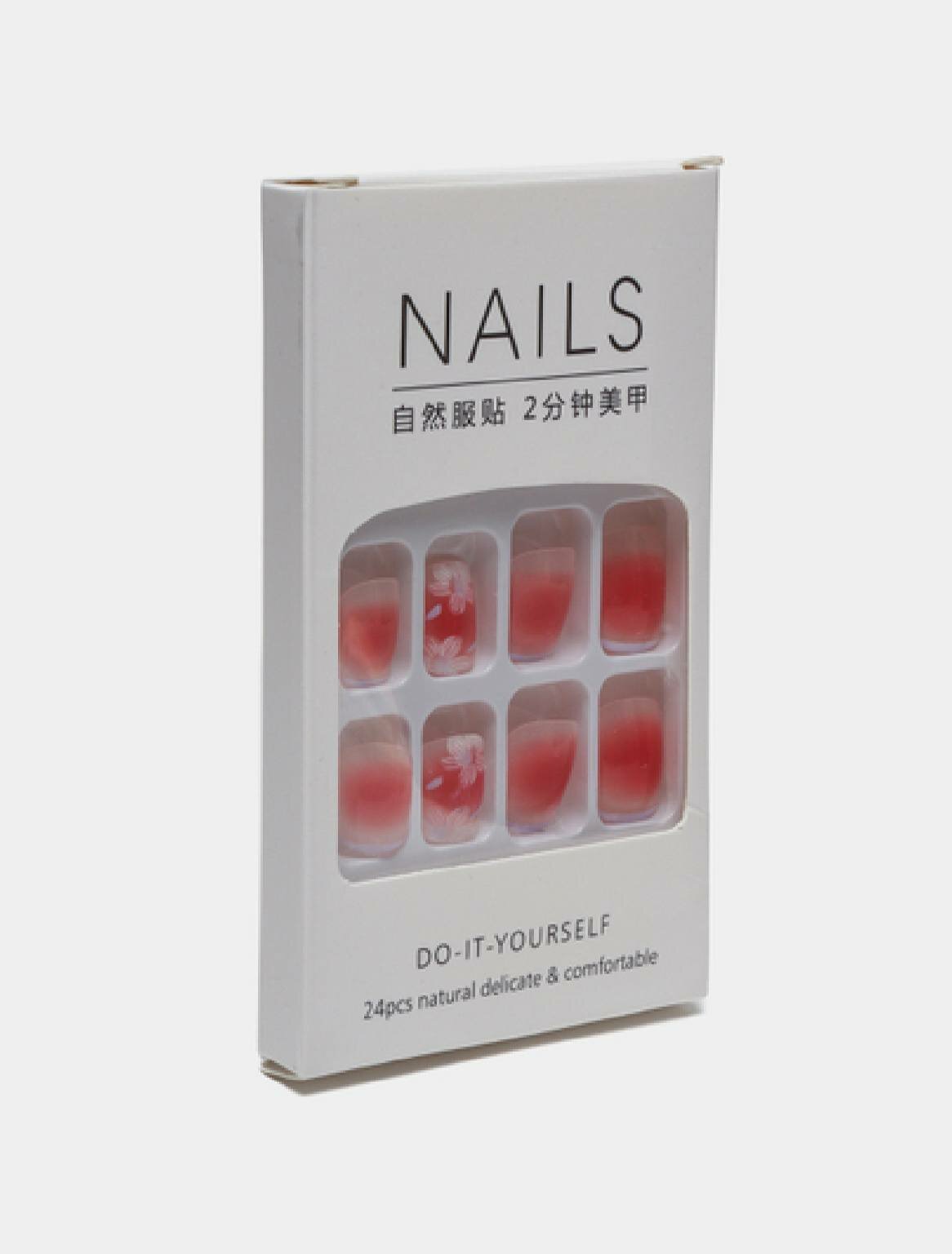 Накладные ногти, 24 шт, с разные дизайны , клеем, средней длины