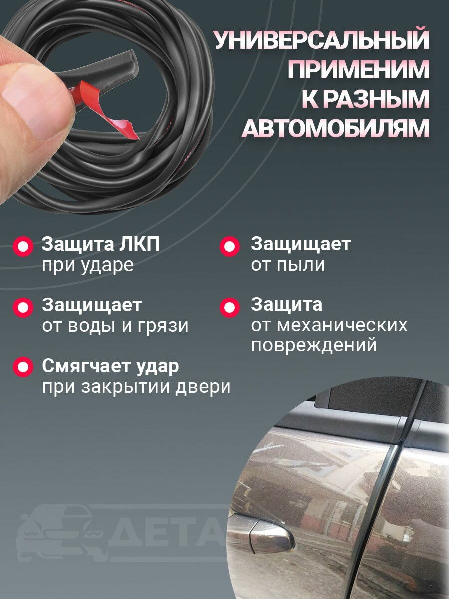 Защита дверей автомобиля от удара и универсальный уплотнитель для дверей авто самоклеющийся п образный — фото 1