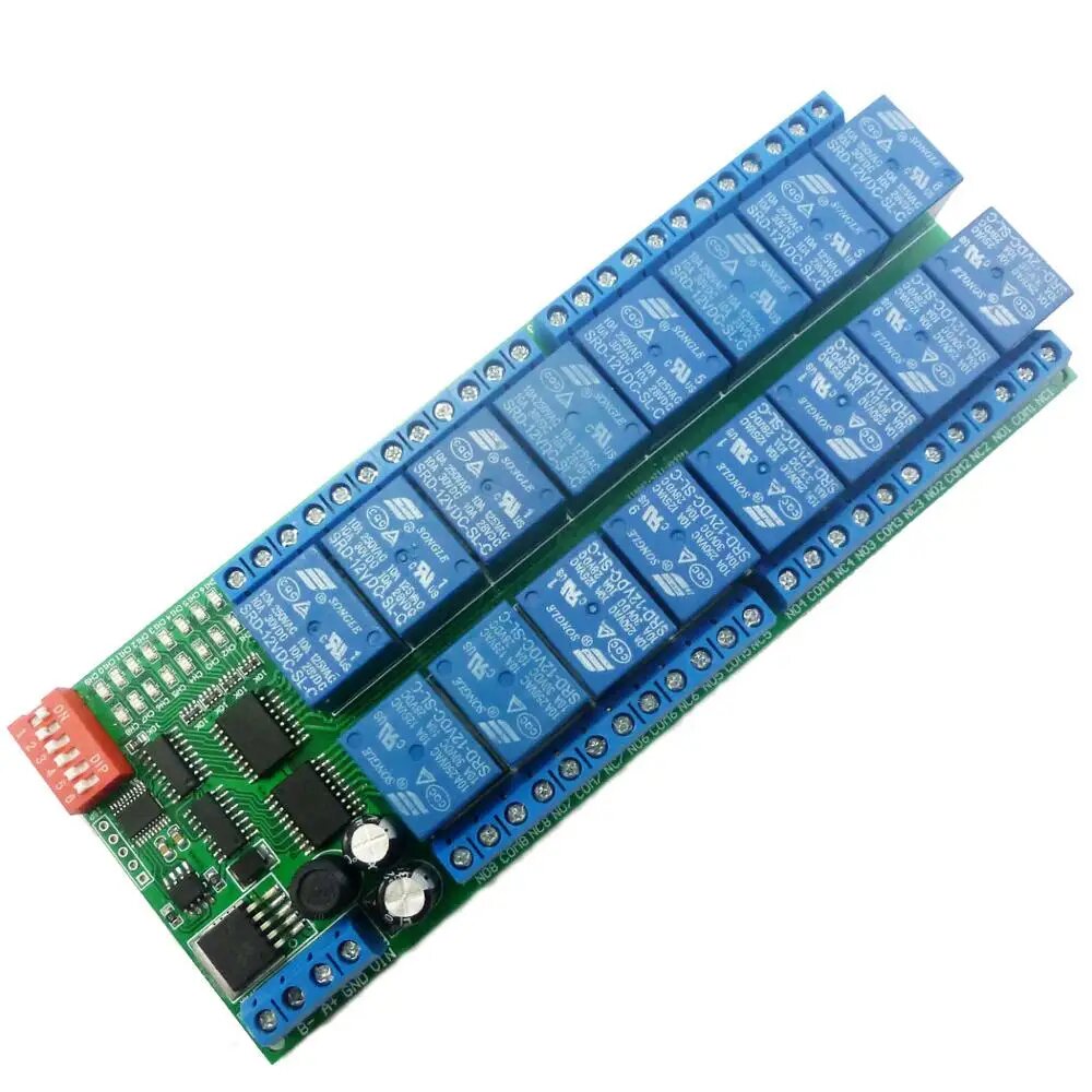 16-канальный релейный модуль RS485 постоянного тока 12 В Modbus RTU 485, плата дистанционного управления для двигателя камеры ПЛК PTZ