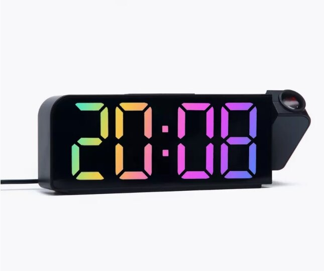 Часы электронные настольные с будильником, термометром и проектором USB — фото 1