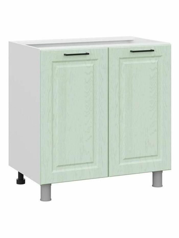 Кухонный модуль напольный стол Шервуд с полками с доводчиками 80х50.6х82.4 см Белый / Шато мята