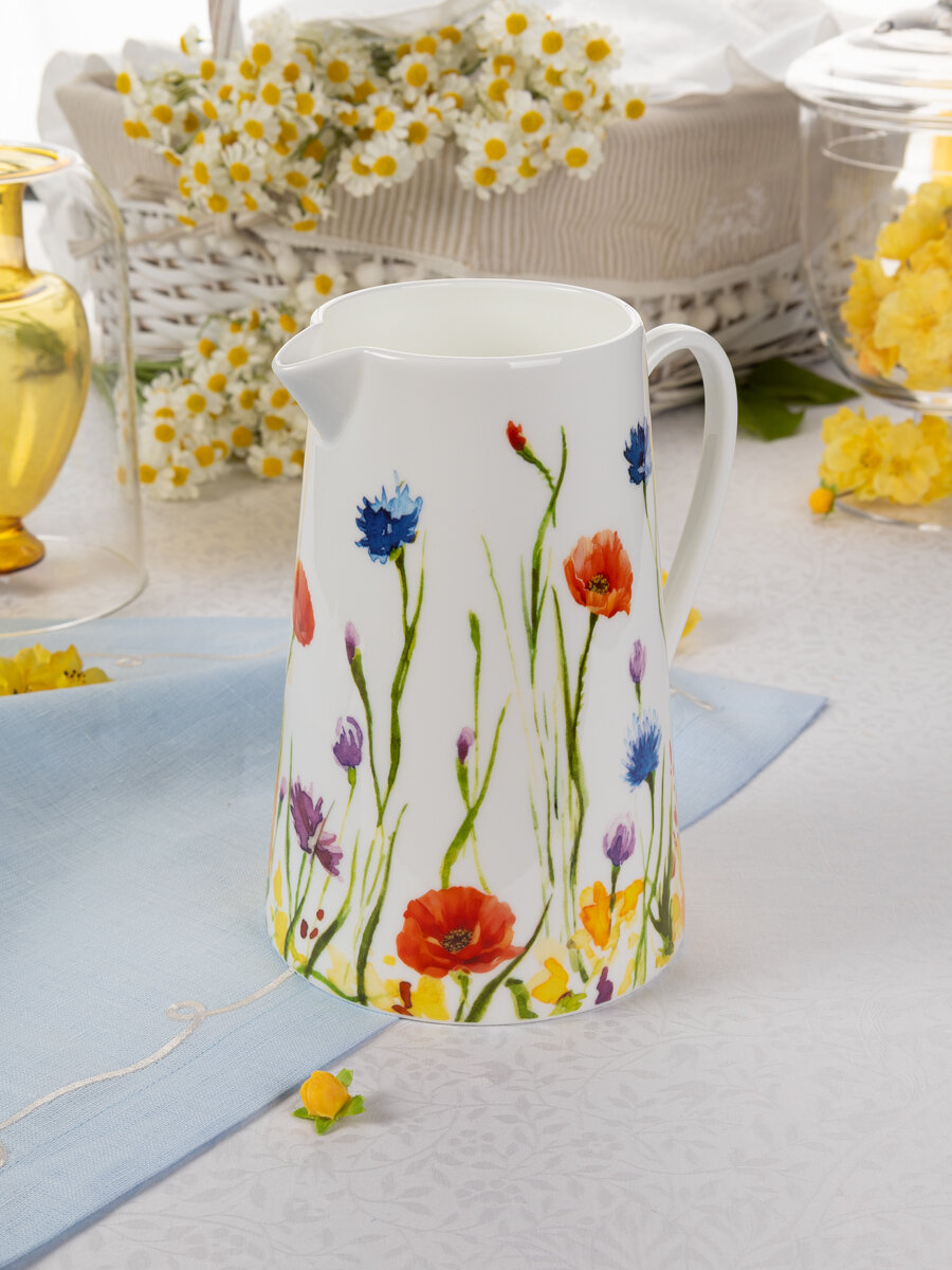 Кувшин Zapel Fleurs des champs, фарфор, с цветочным рисунком, 1л