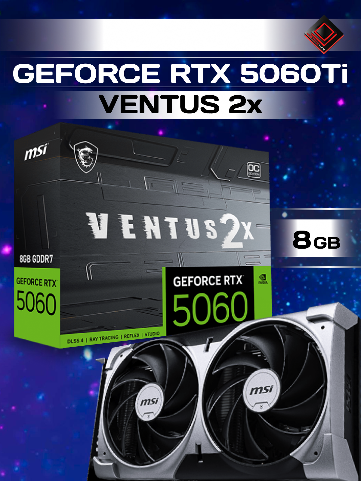 Видеокарта для ПК MSI GeForce RTX 5060 VENTUS 2X/ GDDR7/ 8 Gb