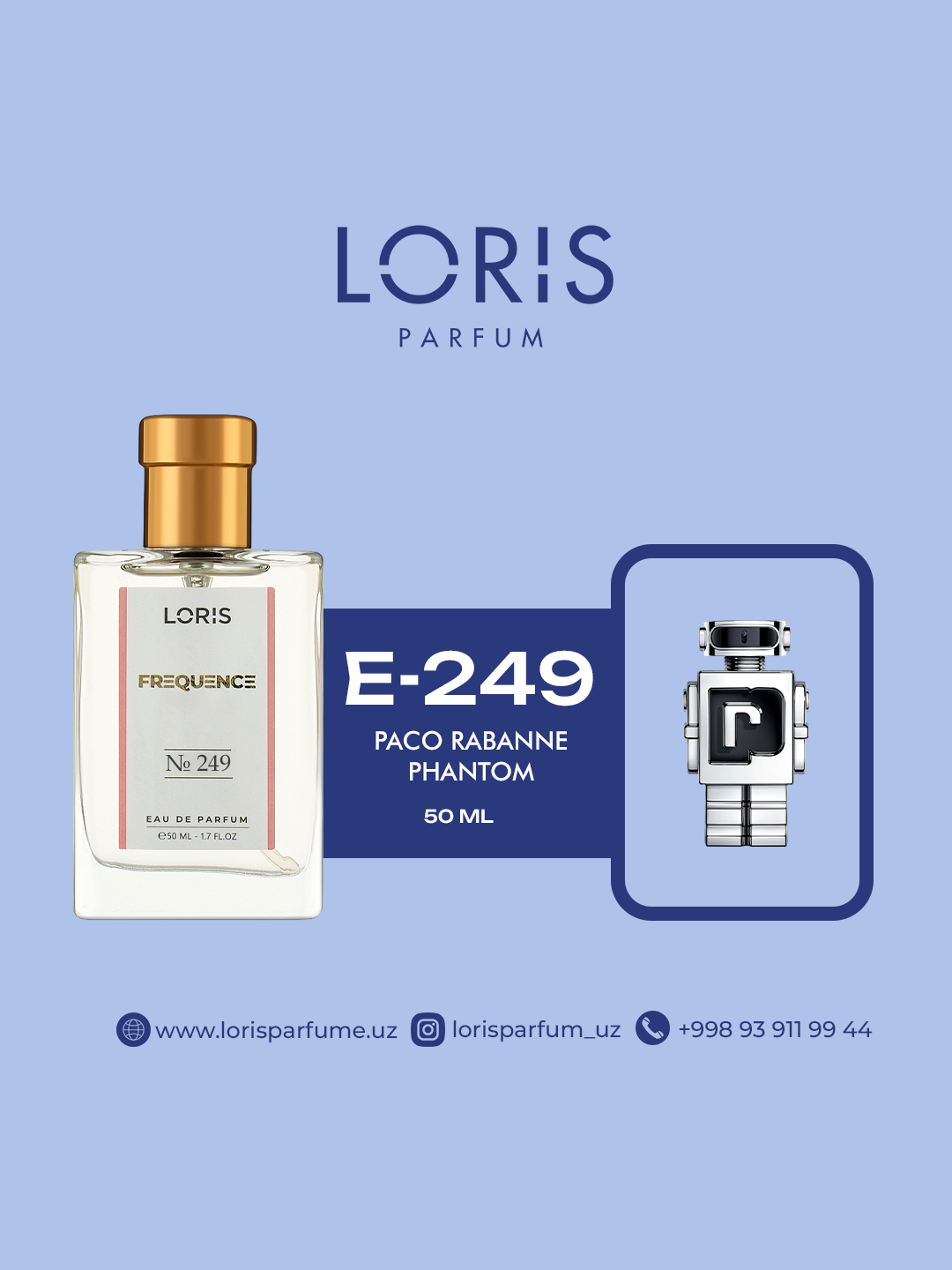 Мужская парфюмерная вода "Loris Parfume" - Paco Rabanne - Phantom, 50 мл, стойкость в течение дня