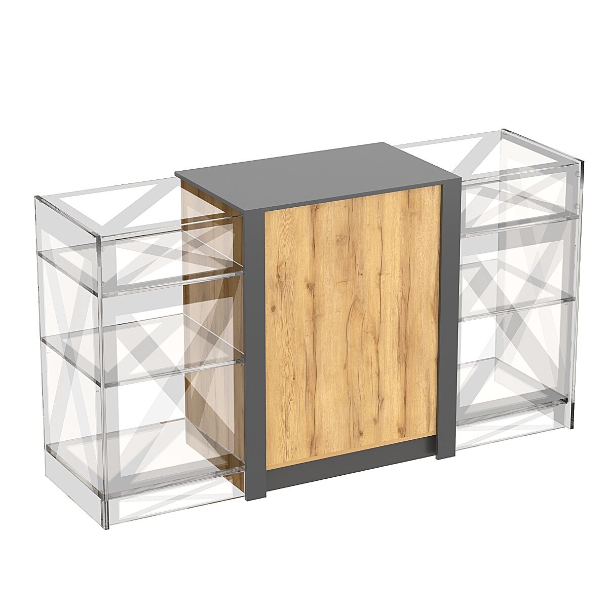 Прилавок из ДСП Модерн №1-КР-900 центральный, Дуб Золотистый и Темно-Серый