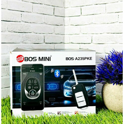 Автомобильная сигнализация c автозапуском Bos Mini с откидным ключом с односторонней связью Кнопка Старт Стоп двигателя