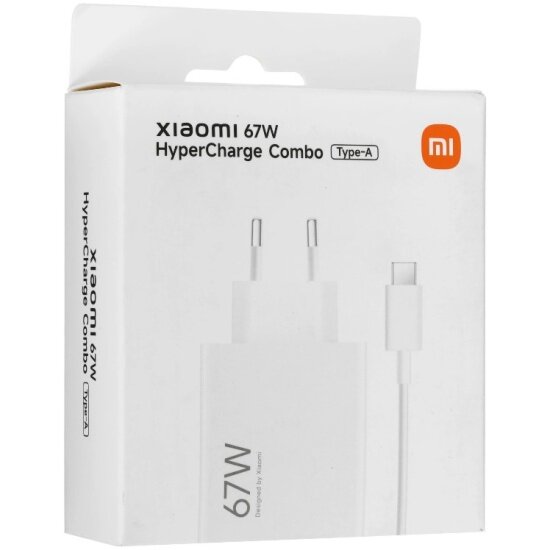 Сетевое зарядное устройство Xiaomi 67Вт HyperCharge Combo (Type-A) EU (BHR9465EU), белый — фото 1