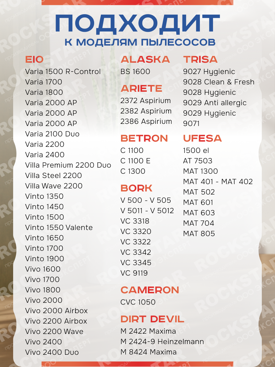 Мешки для пылесоса BORK, EIO. Пылесборники одноразовые синтетические, 5 шт — фото 1