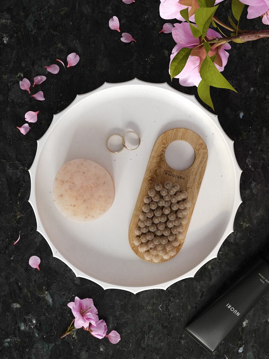 Картинки Поднос для ванной, подставка для косметики, 20х20 см. белая матовая.