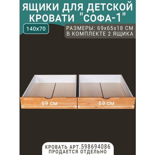 фото Выкатные ящики для кровати софа - 1, цвет светло-коричневый, 140х70 волхам