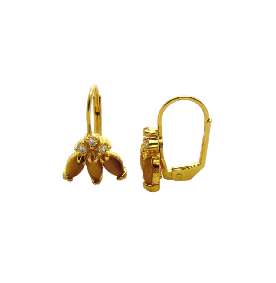 Серьги Lotus Jewelry, тигровый глаз, коричневый