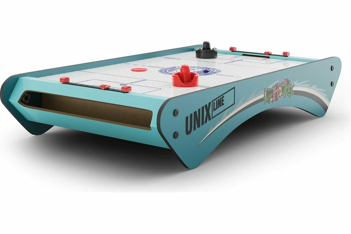 Настольная игра Unix Line аэрохоккей Мини GTHU73X40BE, компактный, 73x40x12 см, голубой