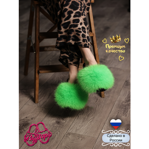 фото Тапочки puffitaps, размер 36, зеленый, желтый