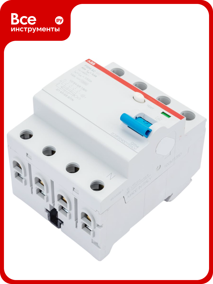 Выключатель дифференциального тока ABB 2CSF204001R3400 F204 4п AC 40A 300mA