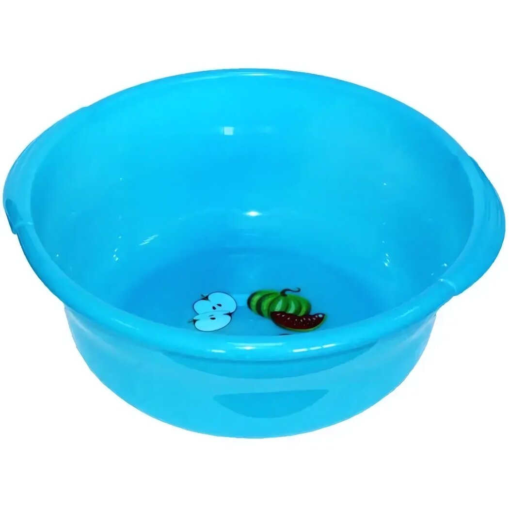 Таз пластиковый 8л с ручками  цвет голубой  для хозяйственных работ и уборки