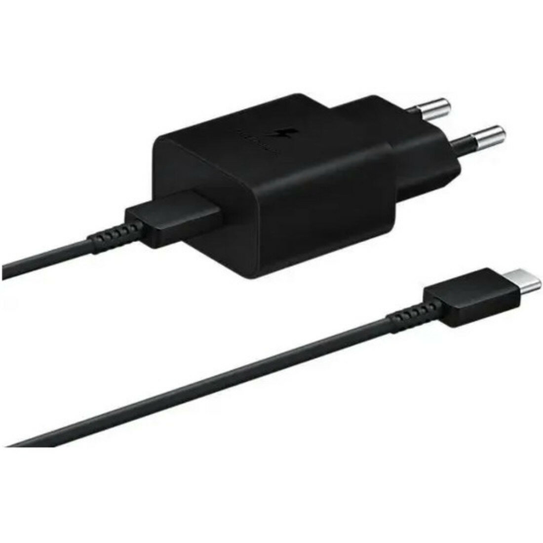 Сетевое зарядное устройство Samsung EP-T1510, оригинал, USB Type-C, 15 Вт, с кабелем USB Type-C, черный